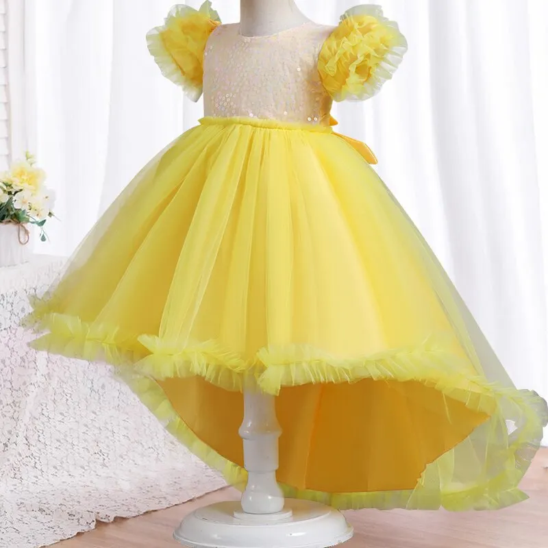 New Summer Girl Princess Wedding Banquet Segment Tail Dress Girl Campus Graduation Party Dance Tail Dress vestidos