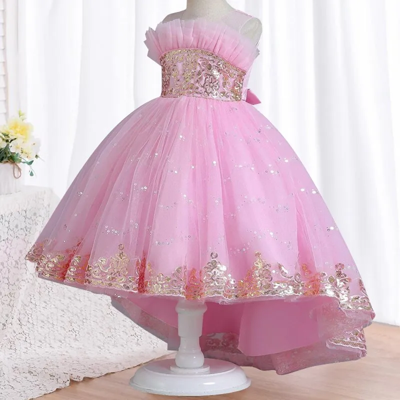 New Summer Girl Princess Wedding Banquet Segment Tail Dress Girl Campus Graduation Party Dance Tail Dress vestidos