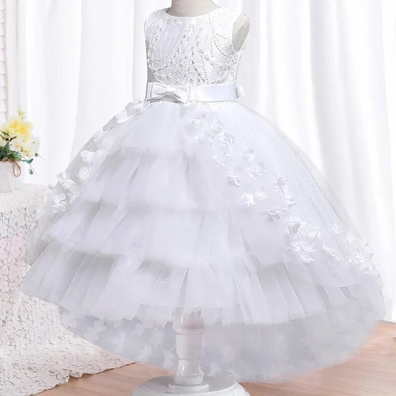 New Summer Girl Princess Wedding Banquet Segment Tail Dress Girl Campus Graduation Party Dance Tail Dress vestidos