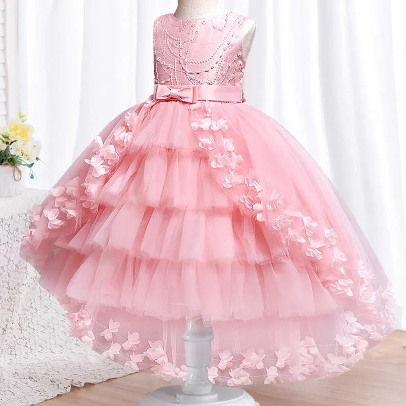 New Summer Girl Princess Wedding Banquet Segment Tail Dress Girl Campus Graduation Party Dance Tail Dress vestidos