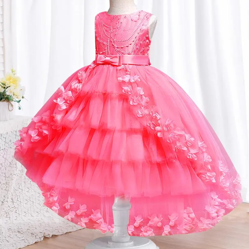 New Summer Girl Princess Wedding Banquet Segment Tail Dress Girl Campus Graduation Party Dance Tail Dress vestidos