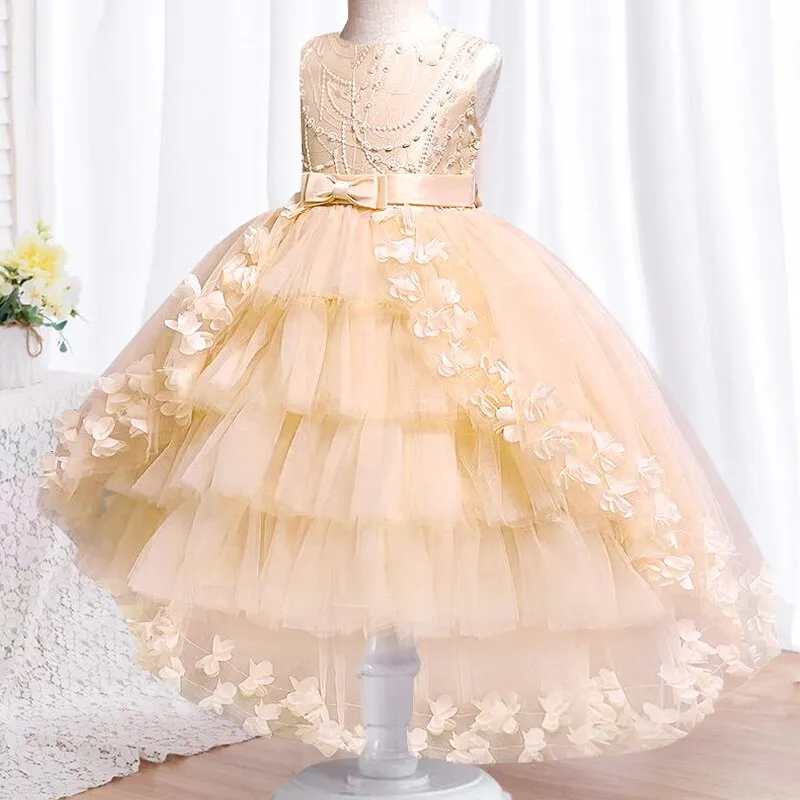 New Summer Girl Princess Wedding Banquet Segment Tail Dress Girl Campus Graduation Party Dance Tail Dress vestidos