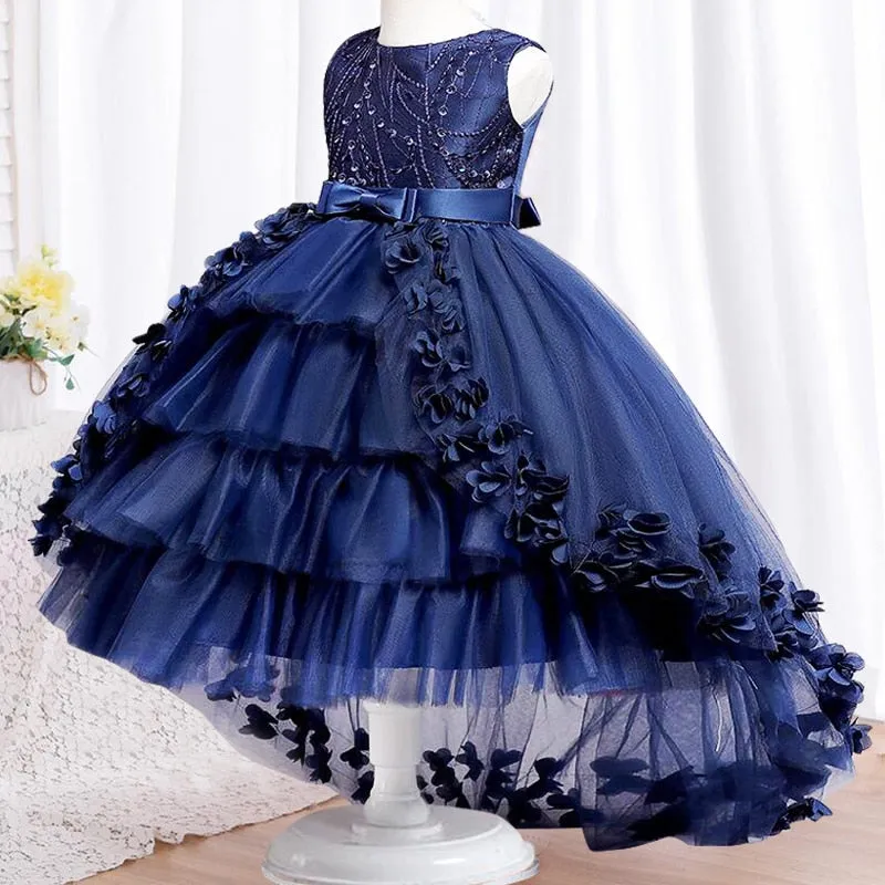 New Summer Girl Princess Wedding Banquet Segment Tail Dress Girl Campus Graduation Party Dance Tail Dress vestidos