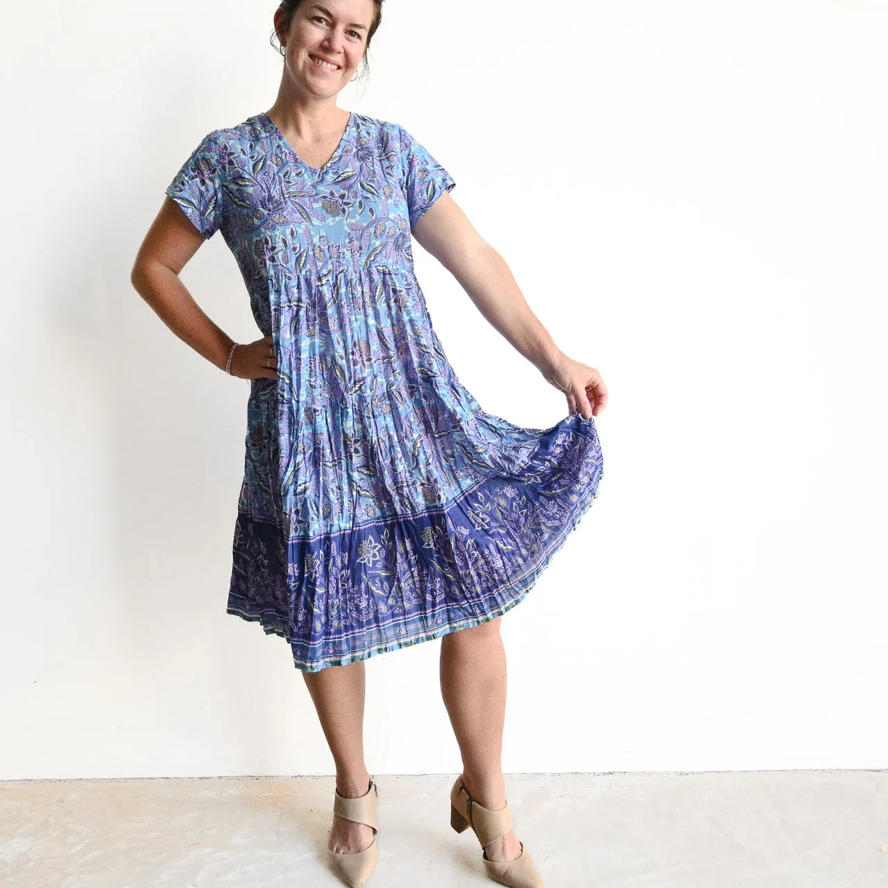 One Summer Tiered Smock Dress - Lavender Blue