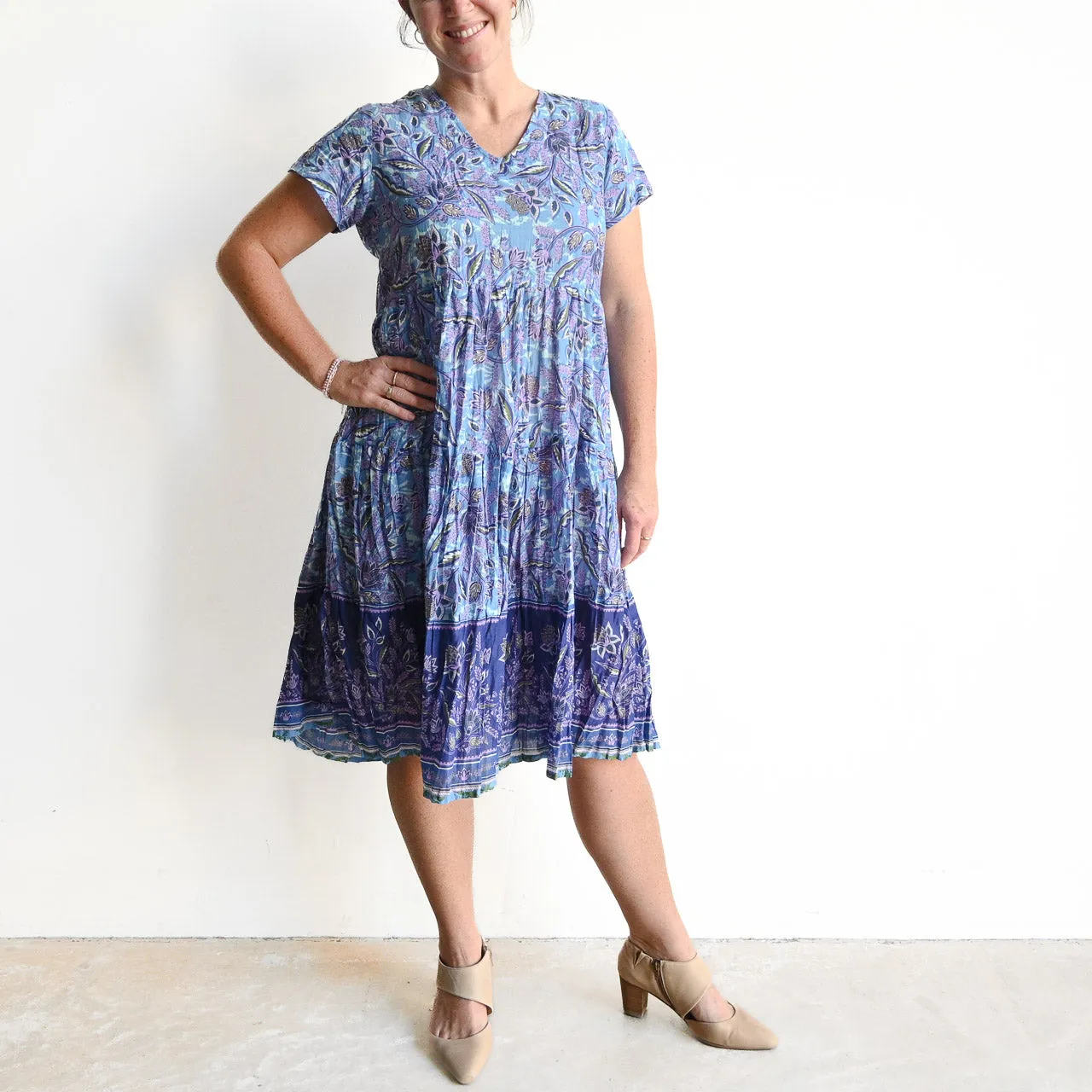 One Summer Tiered Smock Dress - Lavender Blue