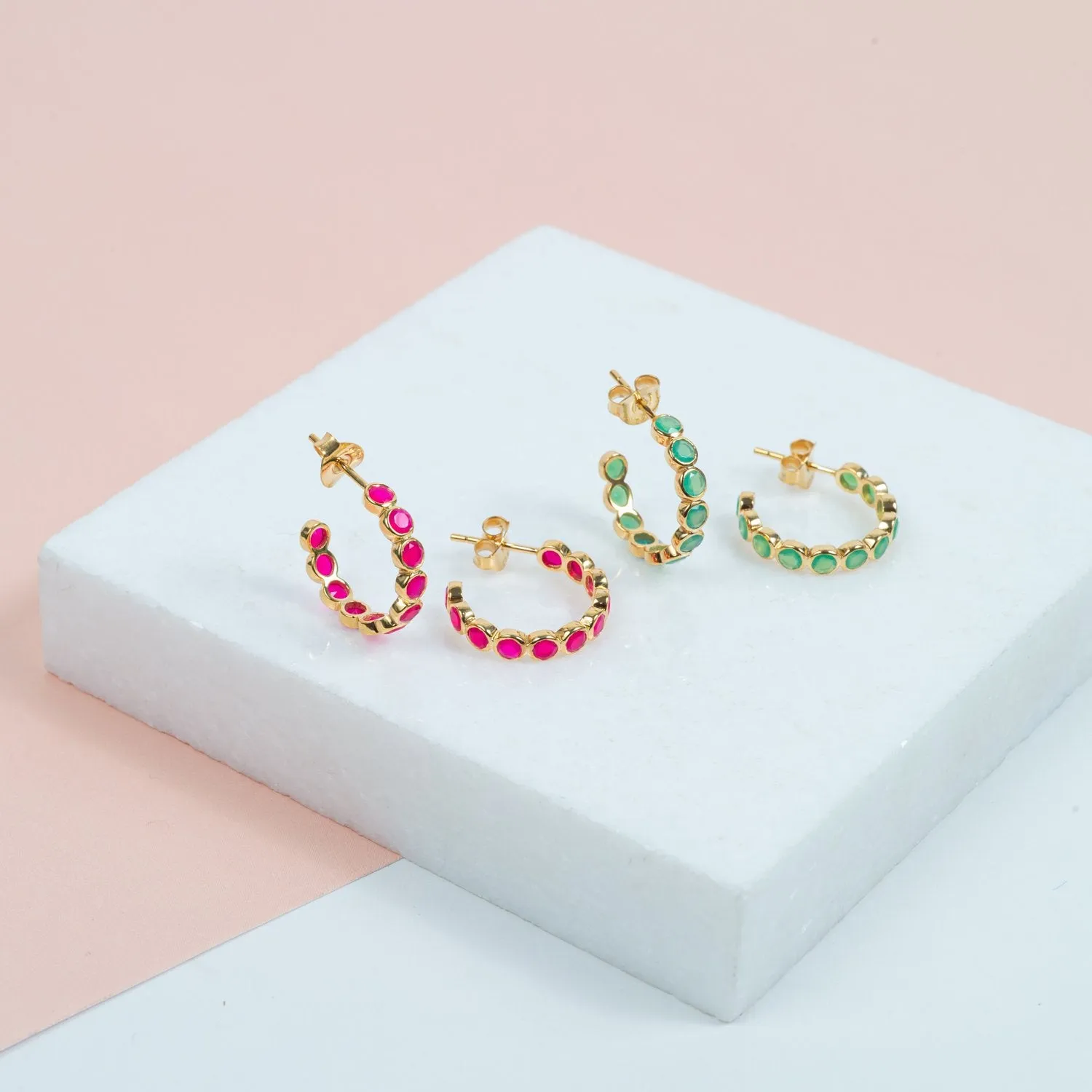 Ortigia Fuchsia Chalcedony Hoop Earrings