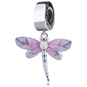 Pink Dragonfly Dangle Pendant Bead Charm