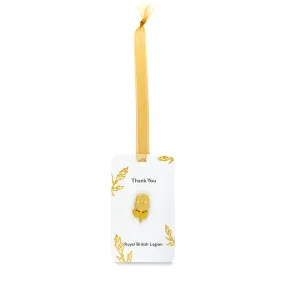 Poppy with Stem Gold Pin Badge Favours - Pack of 10