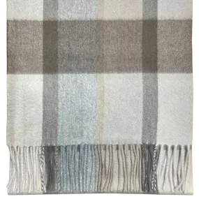 Pure Cashmere Scarf - Natural Block Check