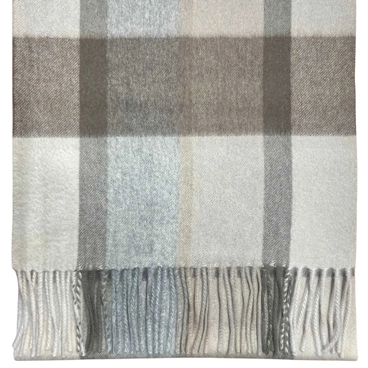 Pure Cashmere Scarf - Natural Block Check