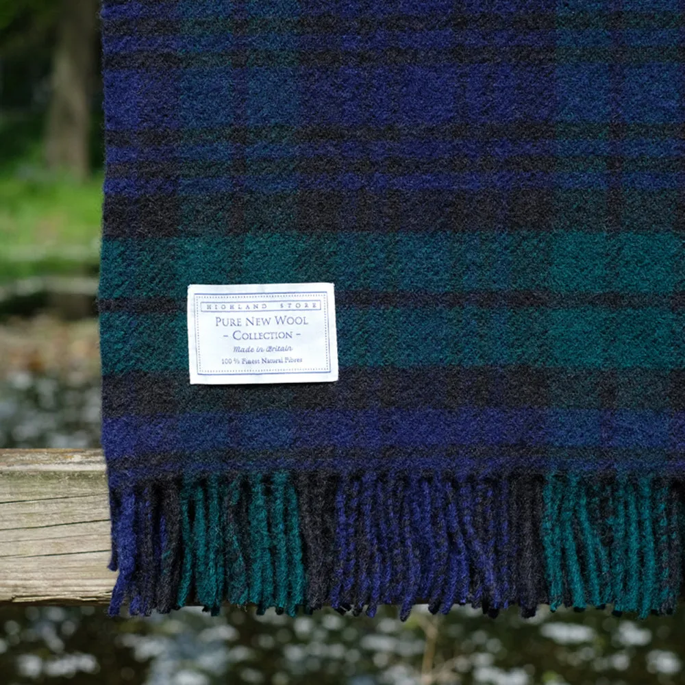 Pure Wool Blanket in Black Watch Tartan