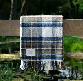 Pure Wool Blanket in Muted Blue Stewart Tartan