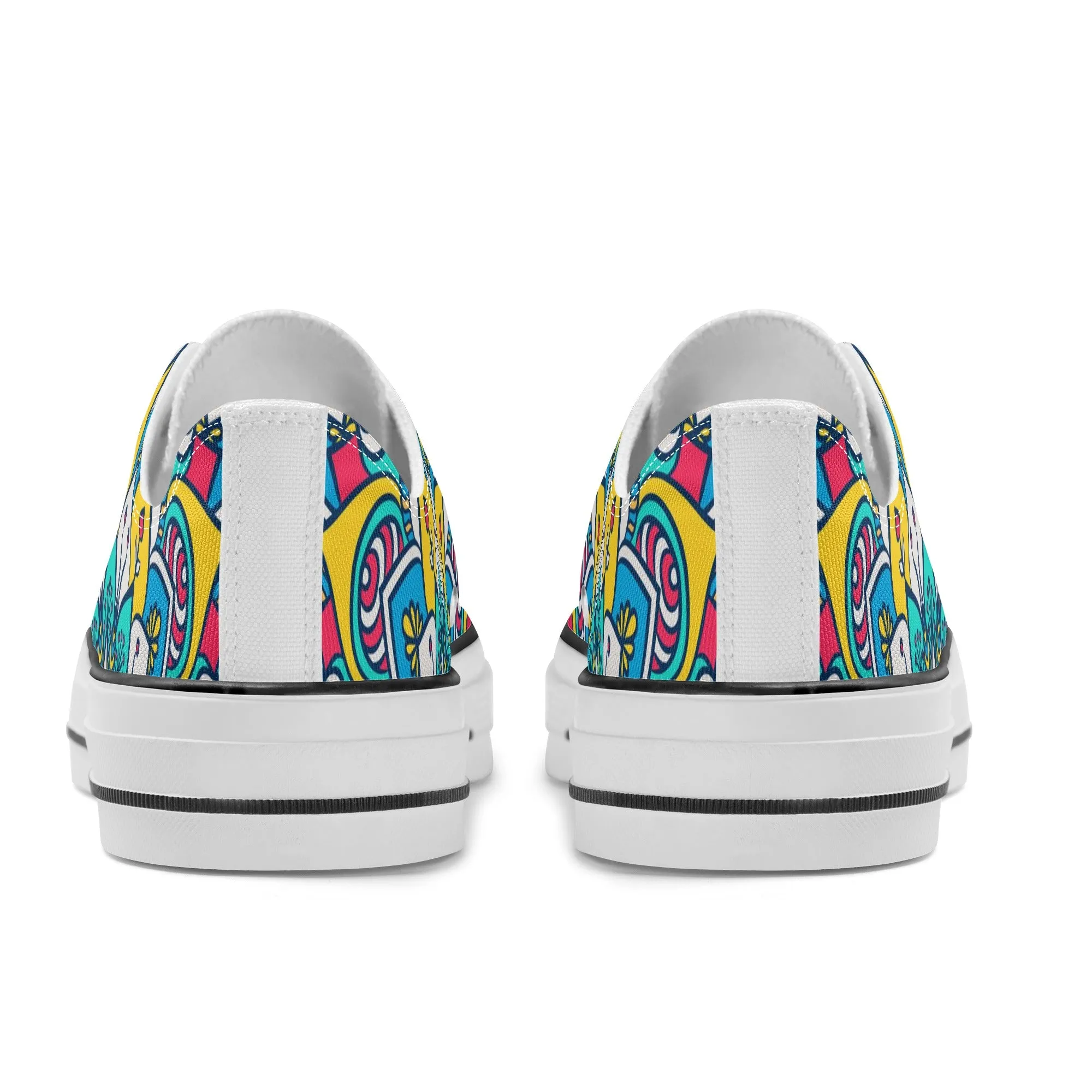 Red, Blue and Yellow Mandala Pattern - Mens Classic Low Top Canvas Shoes for Footwear Lovers