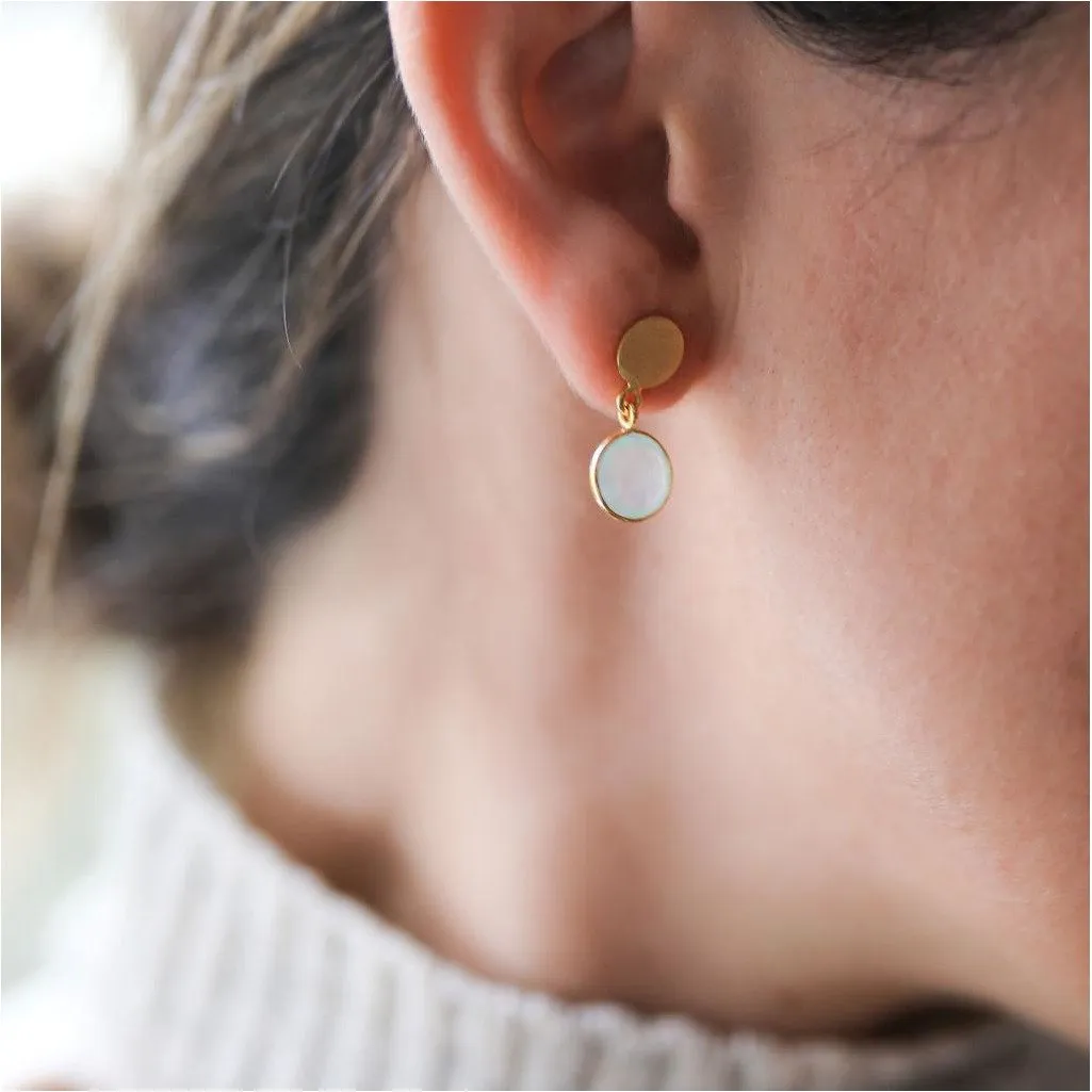 Salina Gold Vermeil Disc & Aqua Onyx Earrings