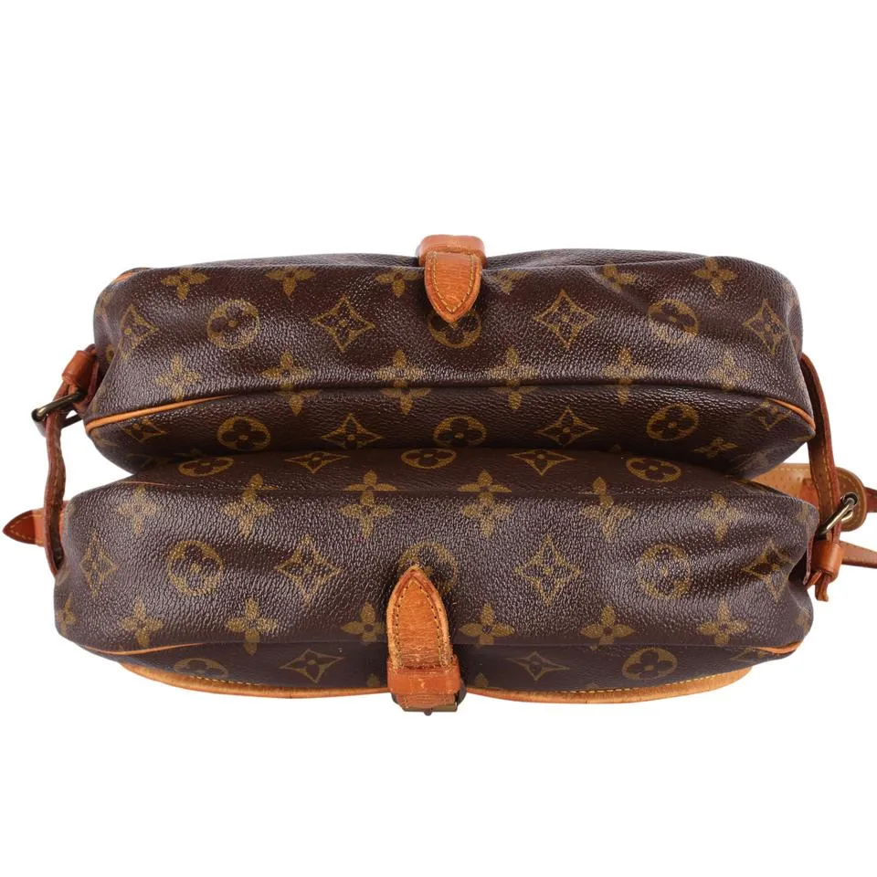 Saumur 30 Monogram Canvas Messenger Bag Brown  (Authentic Pre-Owned)