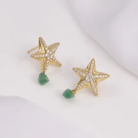 Starfish Aventurine Gold Earrings