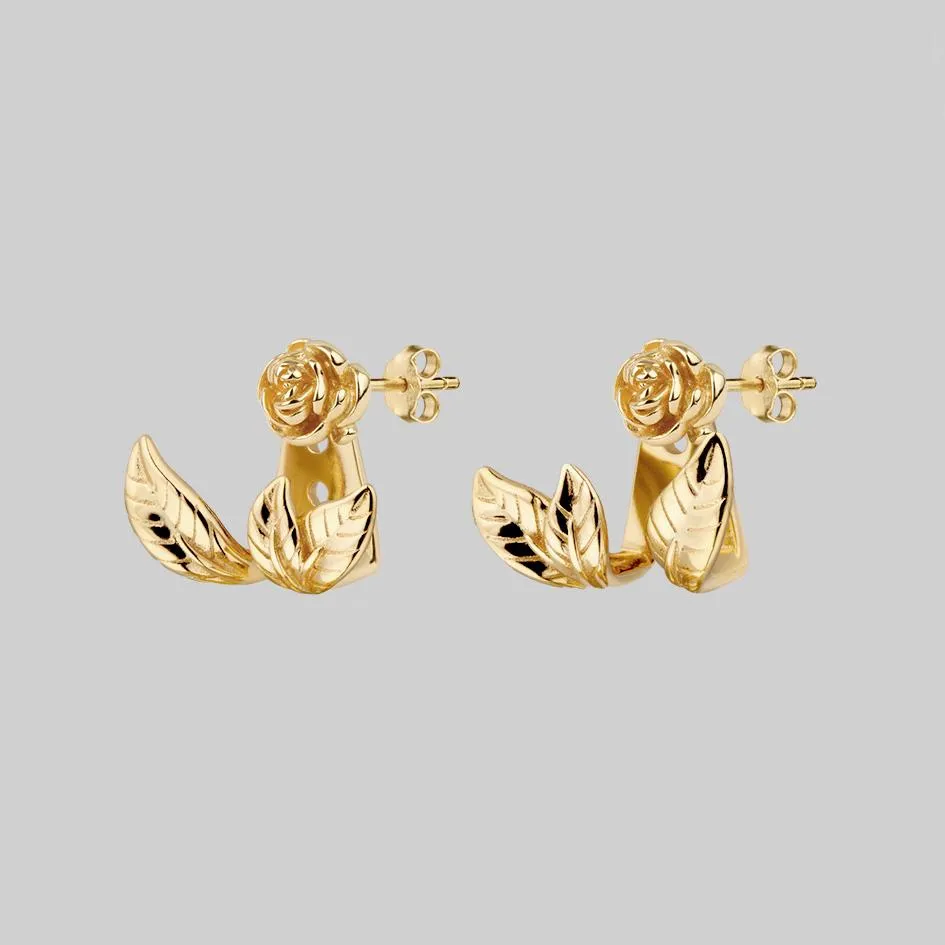 VERDURS. Rose & Foliage Earrings - Gold