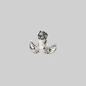 VERDURS. Rose & Foliage Earrings - Silver