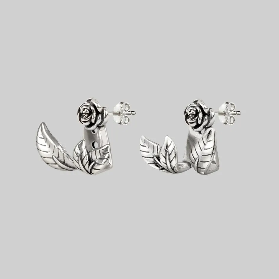 VERDURS. Rose & Foliage Earrings - Silver