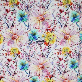 Watercolor Daisies Printed Spandex | Blue Moon Fabrics