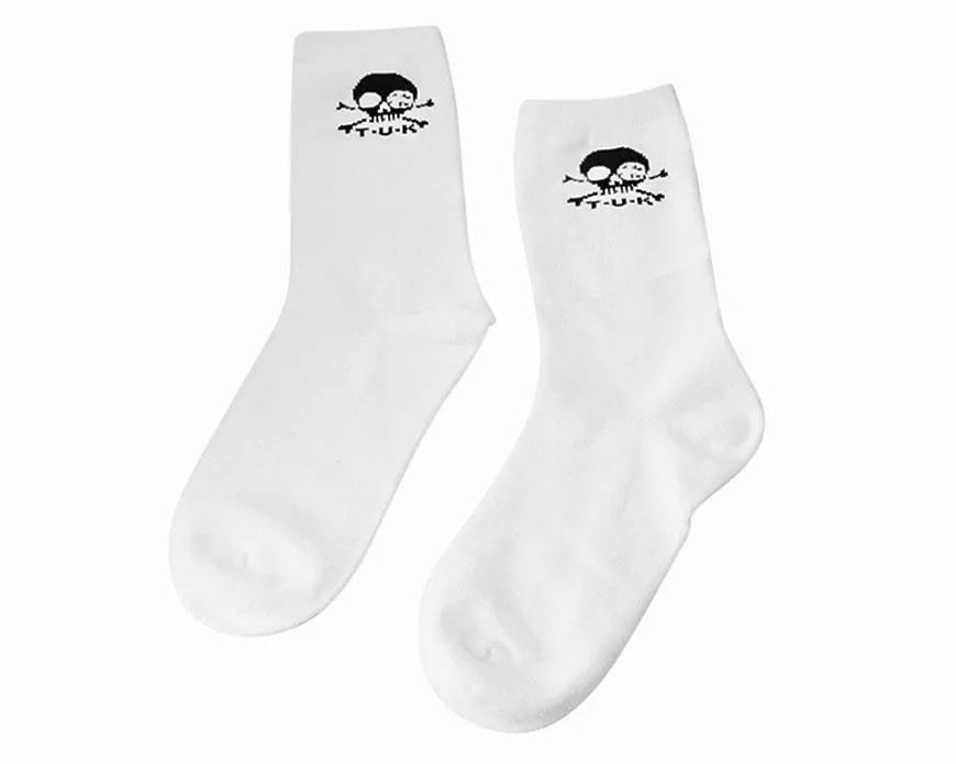 White T.U.K. Skull Logo Men’s Sock